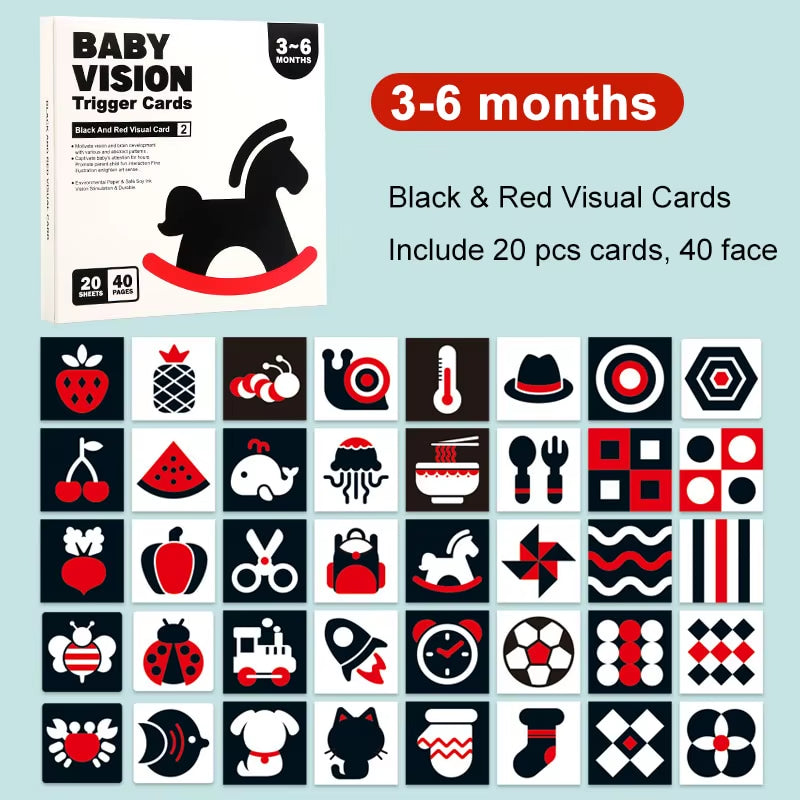 Baby Visual Stimulation Cards Montessori High Contrast Flash Card Infant Gift for Children Cognition Toy